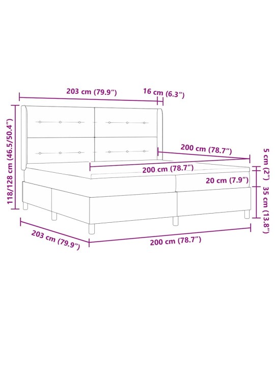 Gulta ar atsperēm ar matraci tumši brūna 200 x 200 cm audums