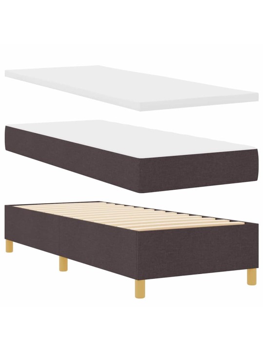 Gulta ar atsperēm ar matraci tumši brūna 80 x 200 cm audums