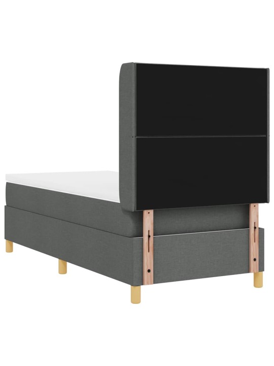 Gulta ar atsperēm ar matraci tumši pelēka 90 x 200 cm audums