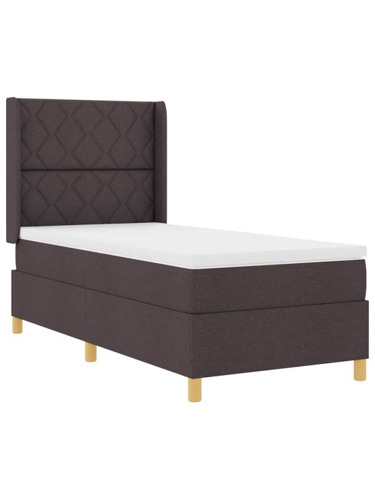 Gulta ar atsperēm ar matraci tumši brūna 90 x 200 cm audums