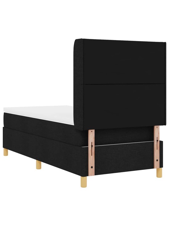 Gulta ar atsperēm ar matraci melna 100 x 200 cm audums
