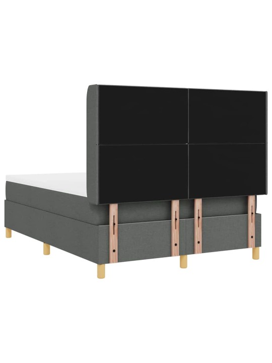 Gulta ar atsperēm ar matraci tumši pelēka 140 x 200 cm audums