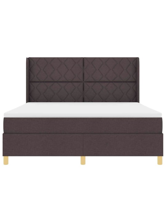 Gulta ar atsperēm ar matraci tumši brūna 180 x 200 cm audums