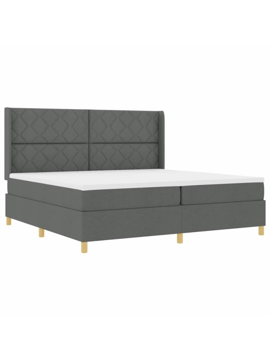 Gulta ar atsperēm ar matraci tumši pelēka 200 x 200 cm audums