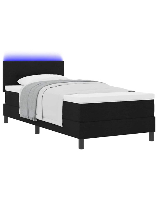 Kontinentālā gulta ar matraci melna 90 x 190 cm audums