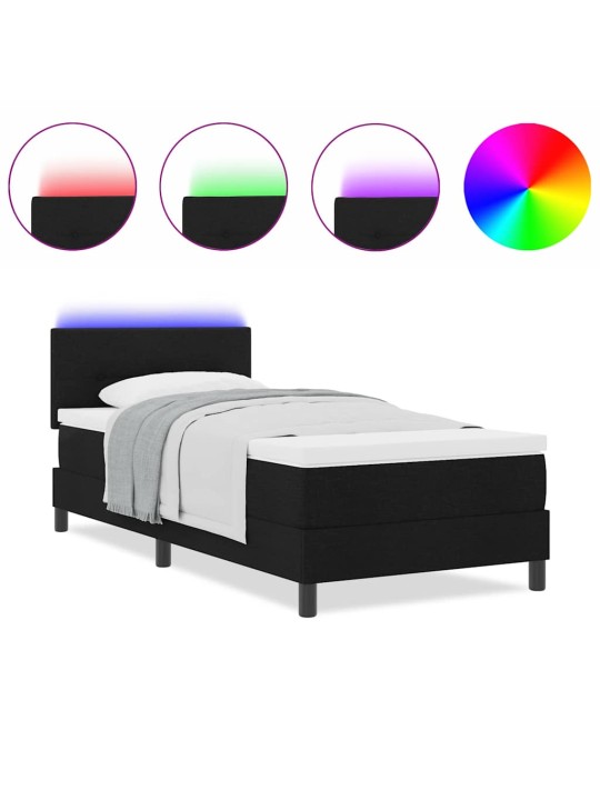 Kontinentālā gulta ar matraci melna 90 x 190 cm audums