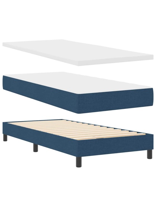 Kastītes atsperu gulta ar matraci zila 90 x 200 cm audums