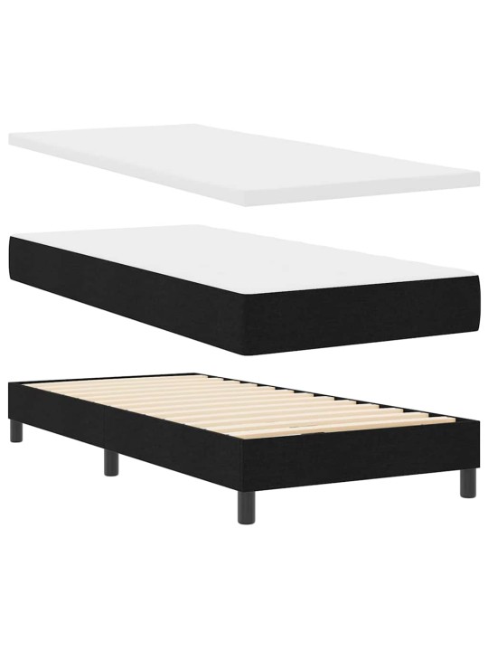 Kastītes atsperu gulta ar matraci melna 100 x 200 cm audums