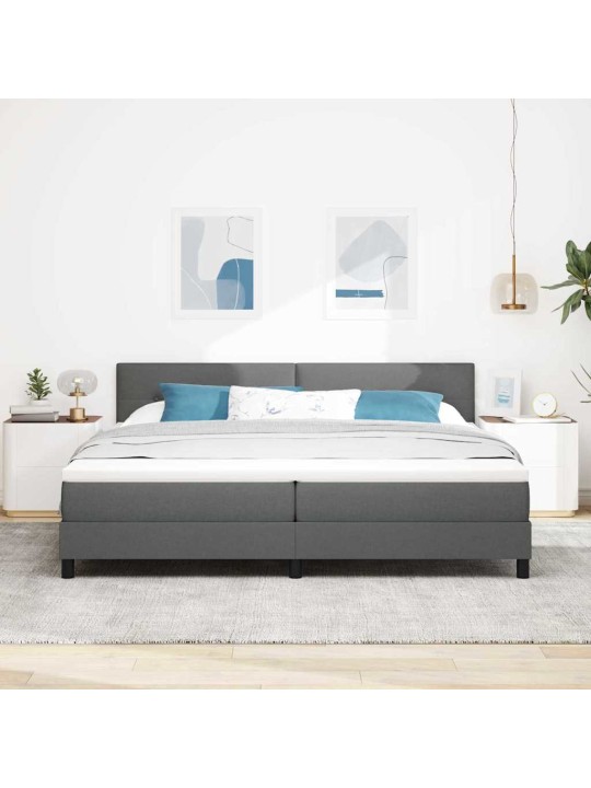 Kastītes atsperu gulta tumši pelēka 200 x 200 cm audums