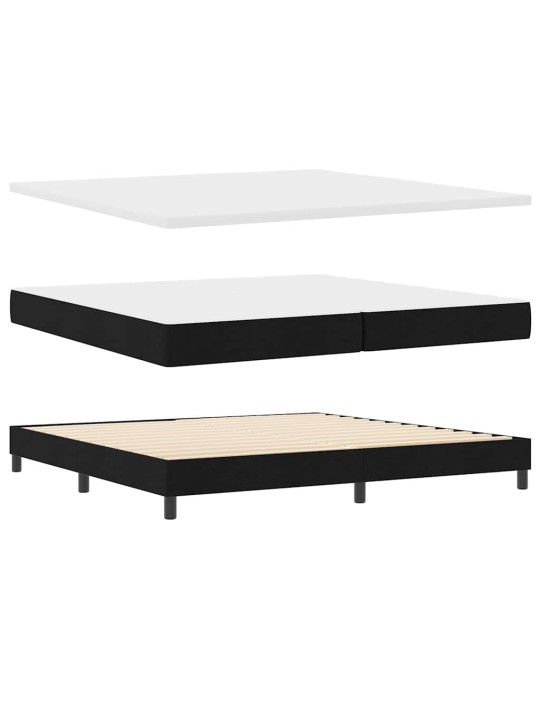 Kastītes atsperu gulta ar matraci melna 200 x 200 cm audums