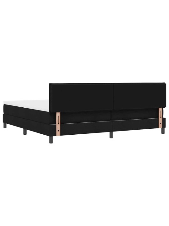 Kastītes atsperu gulta ar matraci melna 200 x 200 cm audums