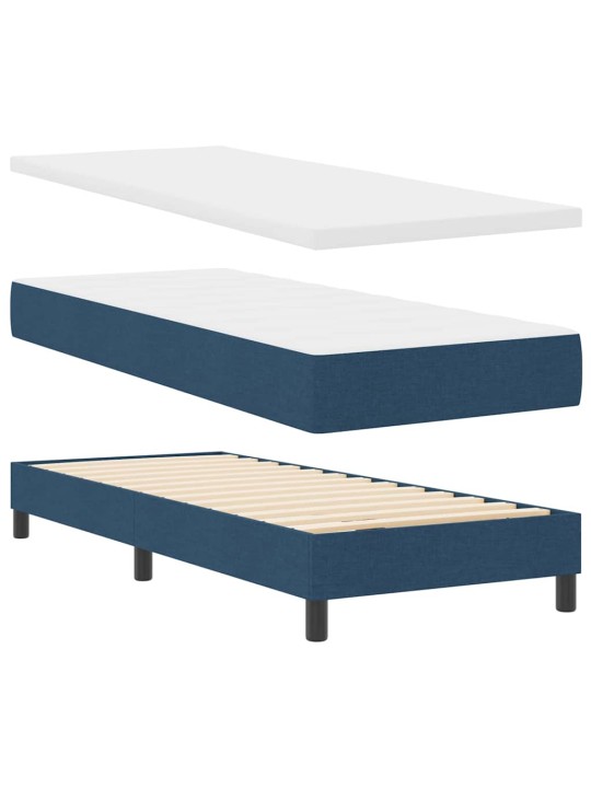 Kastītes atsperu gulta ar matraci zila 80 x 200 cm audums