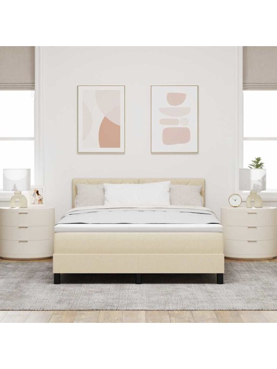 Kastītes atsperu gulta ar matraci krēmkrāsa 160 x 200 cm audums