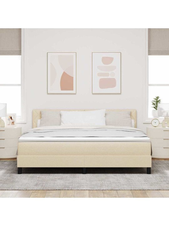 Kastītes atsperu gulta ar matraci krēmkrāsa 180 x 200 cm audums