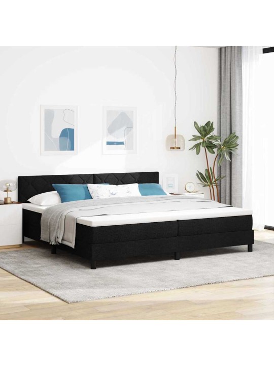 Kastītes atsperu gulta ar matraci melna 200 x 200 cm audums