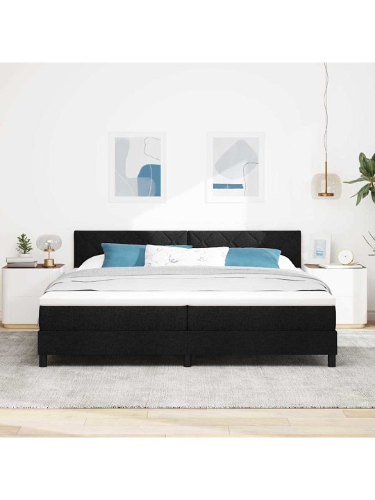 Kastītes atsperu gulta ar matraci melna 200 x 200 cm audums