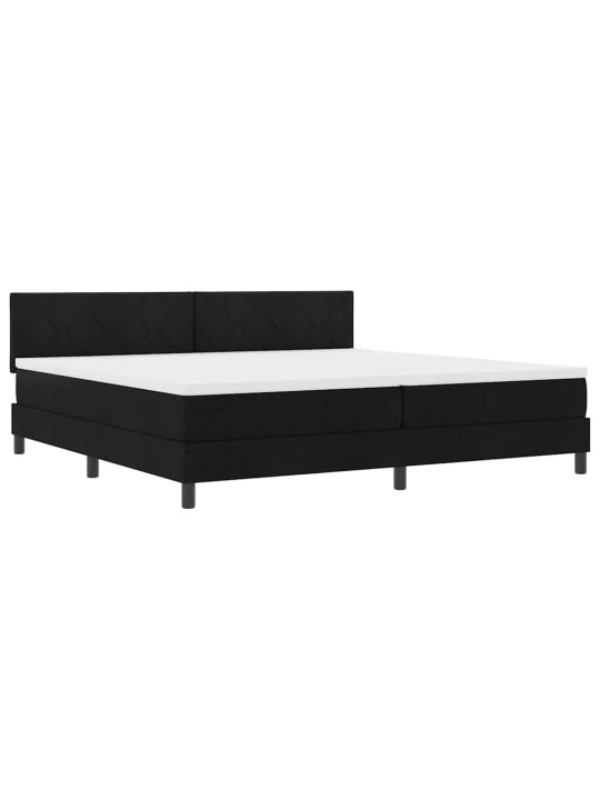 Kastītes atsperu gulta ar matraci melna 200 x 200 cm audums