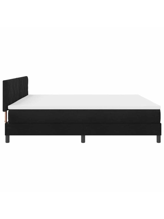 Kastītes atsperu gulta ar matraci melna 200 x 200 cm audums