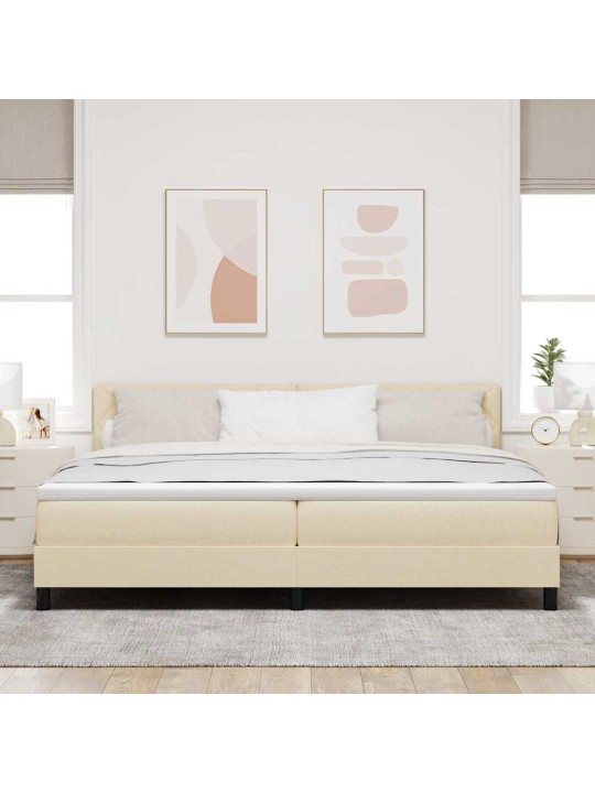 Kastītes atsperu gulta ar matraci krēmkrāsa 200 x 200 cm audums
