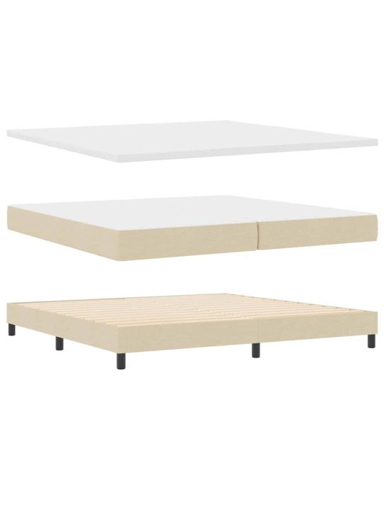 Kastītes atsperu gulta ar matraci krēmkrāsa 200 x 200 cm audums