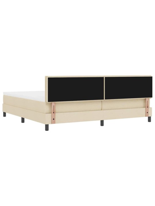 Kastītes atsperu gulta ar matraci krēmkrāsa 200 x 200 cm audums