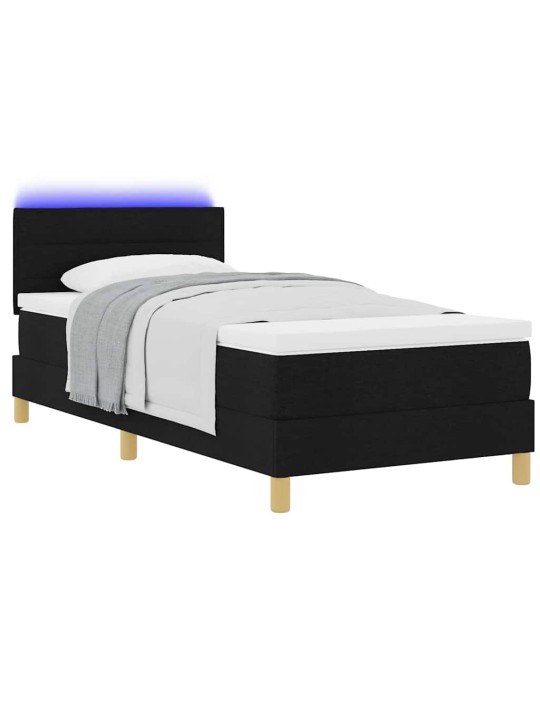 Kontinentālā gulta ar matraci melna 90 x 190 cm audums