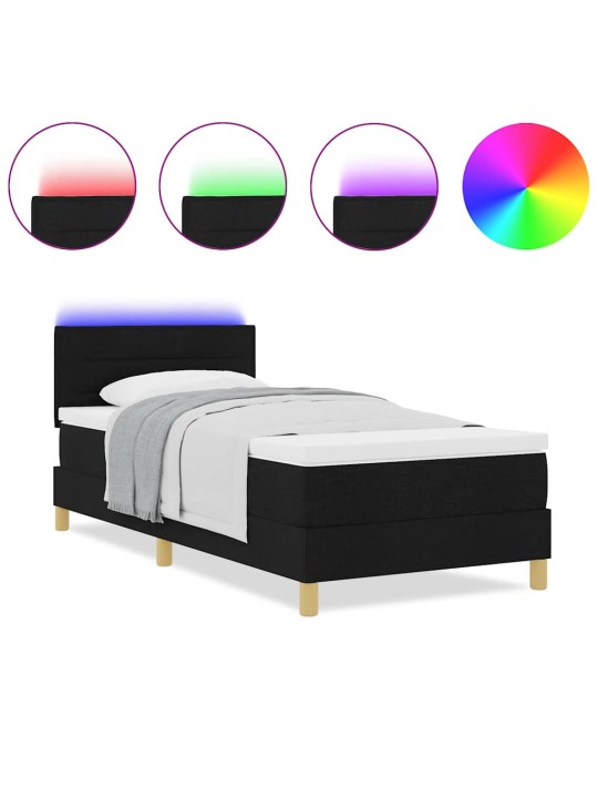 Kontinentālā gulta ar matraci melna 90 x 190 cm audums