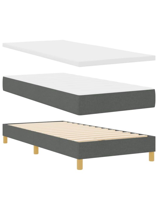 Kastītes atsperu gulta tumši pelēka 90 x 200 cm audums