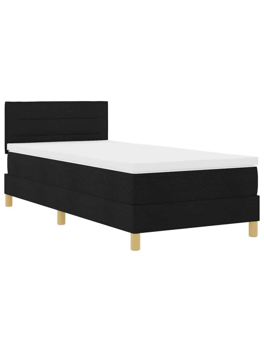 Kastītes atsperu gulta ar matraci melna 100 x 200 cm audums