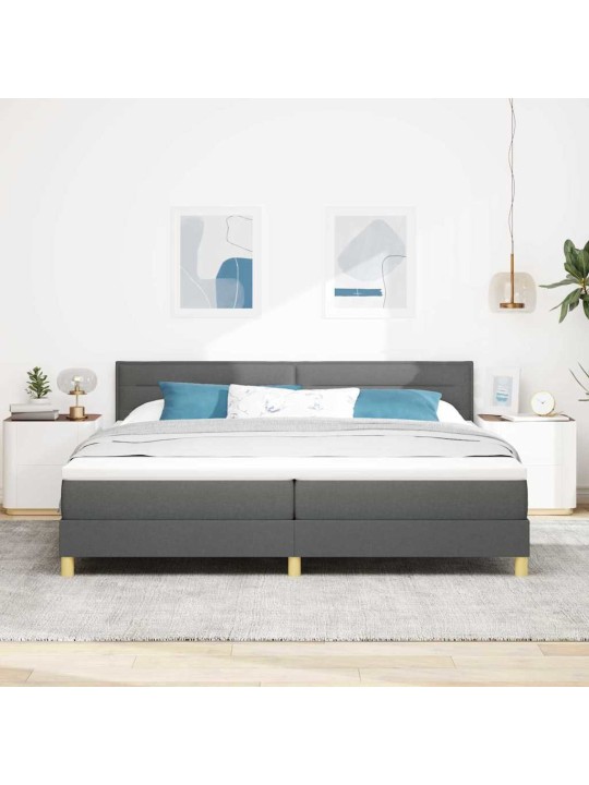 Kastītes atsperu gulta tumši pelēka 200 x 200 cm audums