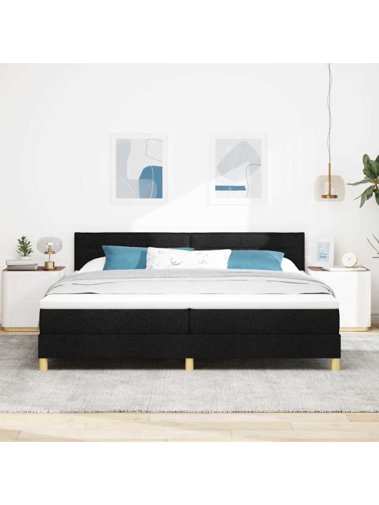 Kastītes atsperu gulta ar matraci melna 200 x 200 cm audums