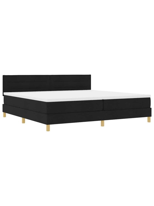 Kastītes atsperu gulta ar matraci melna 200 x 200 cm audums