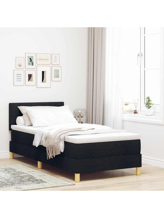 Kastītes atsperu gulta ar matraci melna 80 x 200 cm audums