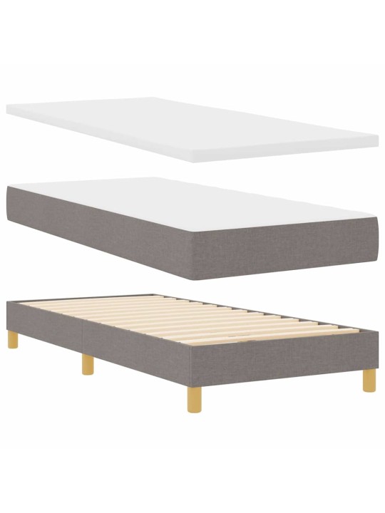 Kastītes atsperu gulta ar matraci pelēkbrūna 80 x 200 cm audums