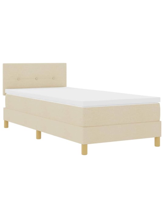 Kastītes atsperu gulta ar matraci krēmkrāsa 80 x 200 cm audums