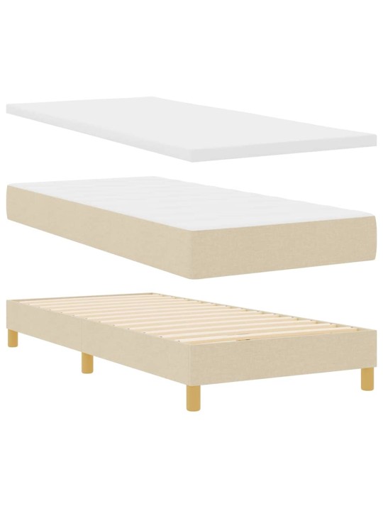 Kastītes atsperu gulta ar matraci krēmkrāsa 80 x 200 cm audums