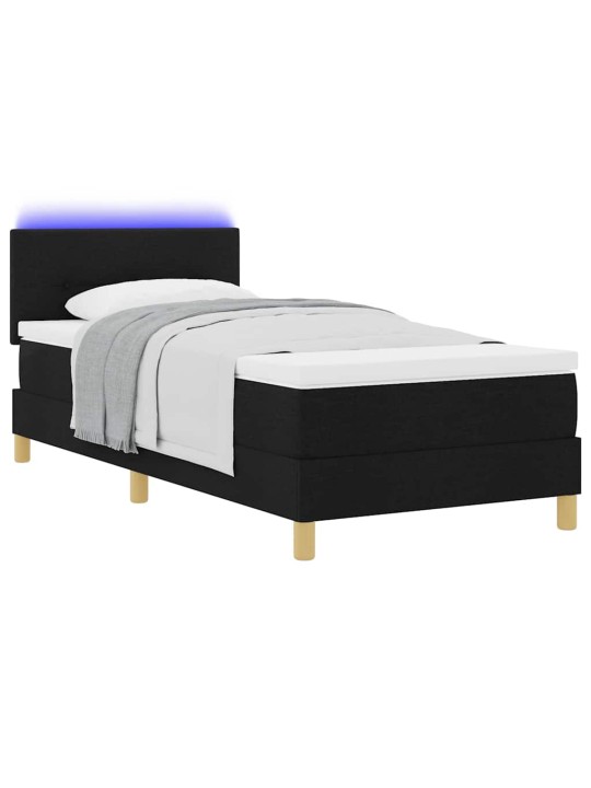 Kontinentālā gulta ar matraci melna 90 x 190 cm audums