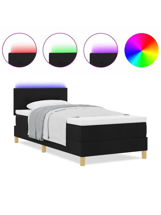 Kontinentālā gulta ar matraci melna 90 x 190 cm audums