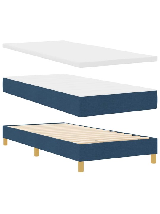 Kastītes atsperu gulta ar matraci zila 90 x 200 cm audums