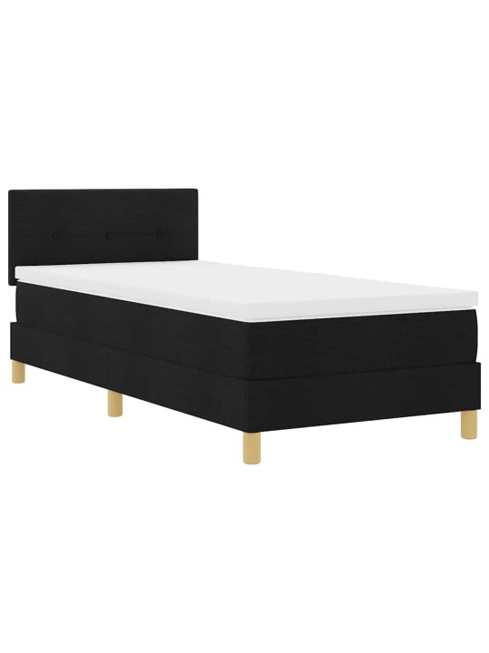 Kastītes atsperu gulta ar matraci melna 100 x 200 cm audums