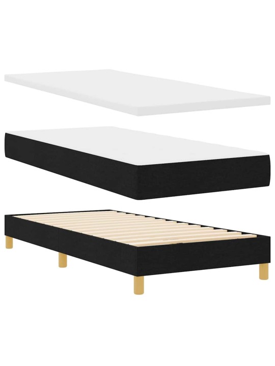 Kastītes atsperu gulta ar matraci melna 100 x 200 cm audums