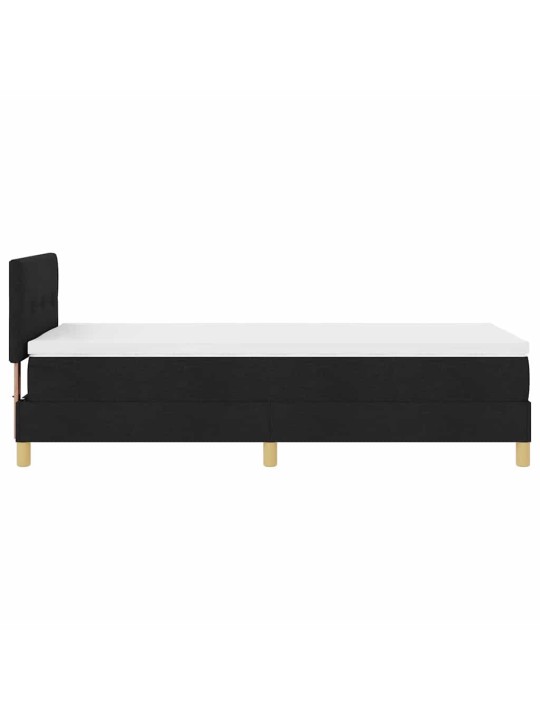 Kastītes atsperu gulta ar matraci melna 100 x 200 cm audums