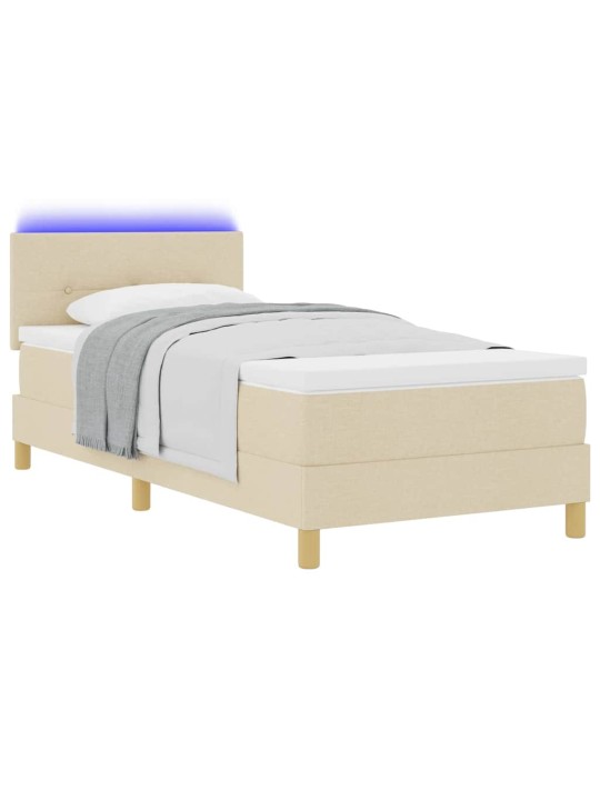 Kontinentālā gulta ar matraci krēmkrāsa 100 x 200 cm audums