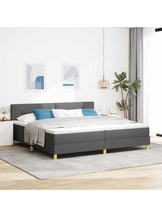 Kastītes atsperu gulta tumši pelēka 200 x 200 cm audums