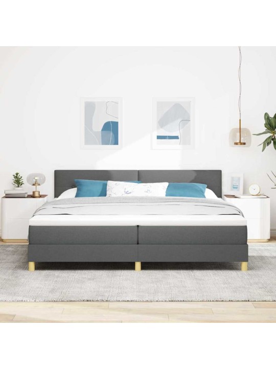 Kastītes atsperu gulta tumši pelēka 200 x 200 cm audums