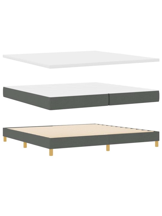 Kastītes atsperu gulta tumši pelēka 200 x 200 cm audums