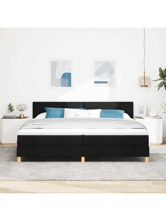 Kastītes atsperu gulta ar matraci melna 200 x 200 cm audums