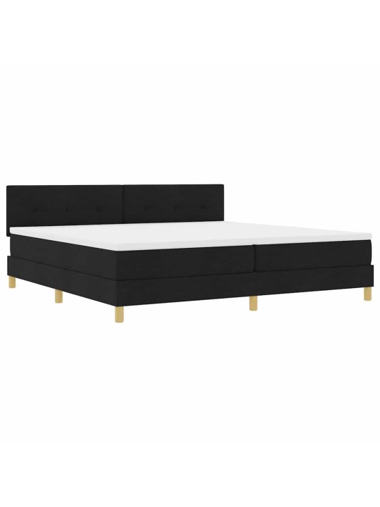 Kastītes atsperu gulta ar matraci melna 200 x 200 cm audums