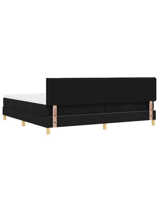 Kastītes atsperu gulta ar matraci melna 200 x 200 cm audums