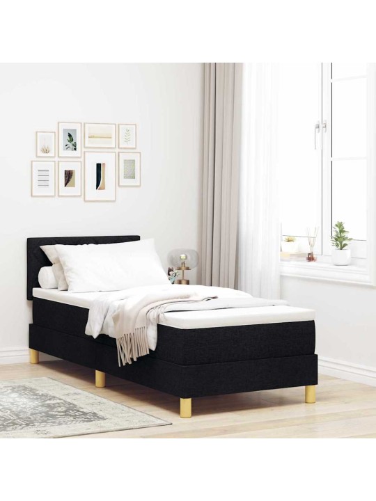 Kastītes atsperu gulta ar matraci melna 80 x 200 cm audums